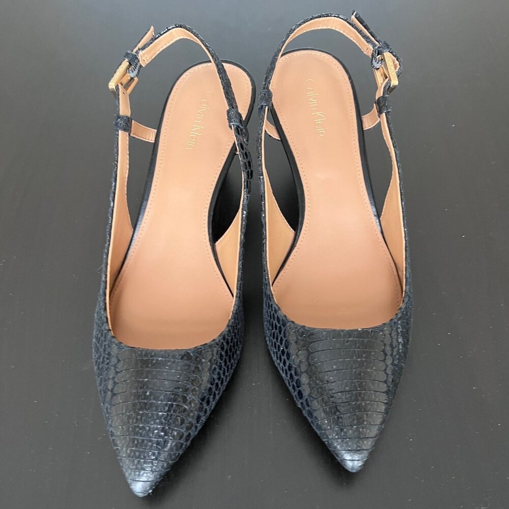 Calvin Klein Black Strap Kitten Heels Size 7